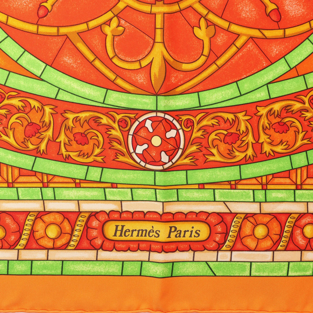 Hermès Carré 90 "Lumieres De Paris" Silk handkerchief in Orange
