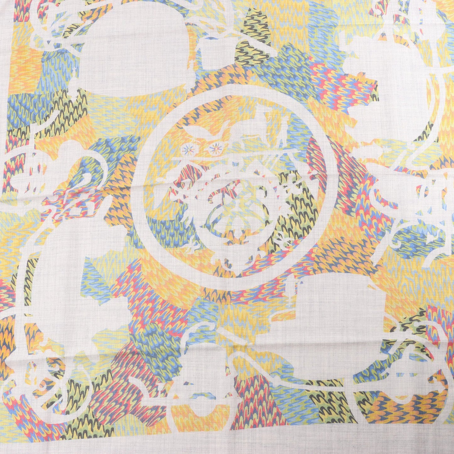 Hermès Carré 90 "MARBLE EX-LIBRIS" Cashmere & Silk handkerchief in Multicolor