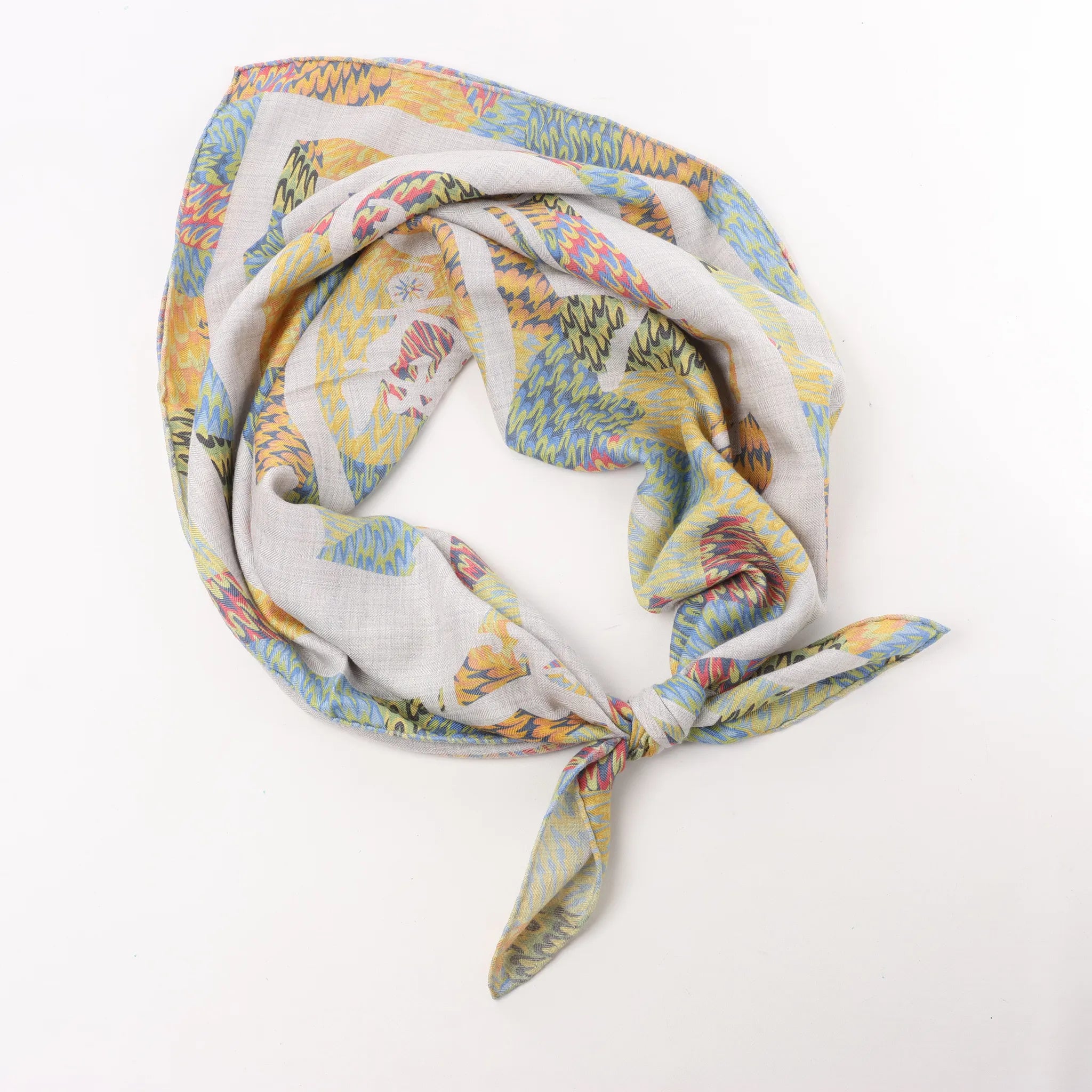 Hermès Carré 90 "MARBLE EX-LIBRIS" Cashmere & Silk handkerchief in Multicolor