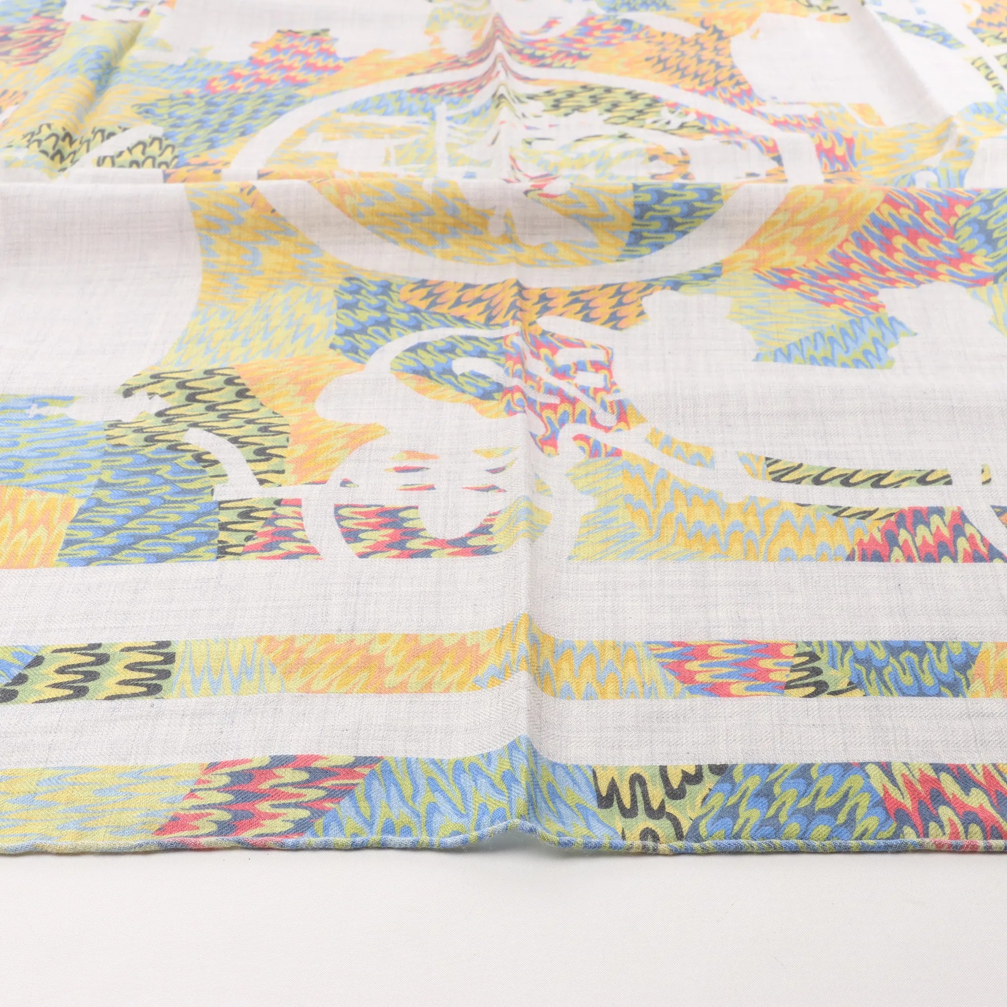 Hermès Carré 90 "MARBLE EX-LIBRIS" Cashmere & Silk handkerchief in Multicolor