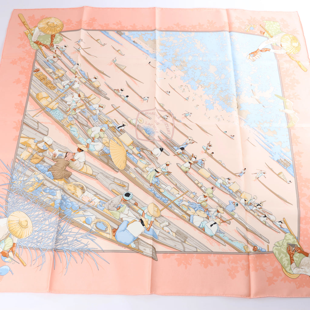 Pañuelo Hermès Carré 90 "Puzzle" 100 % seda en azul