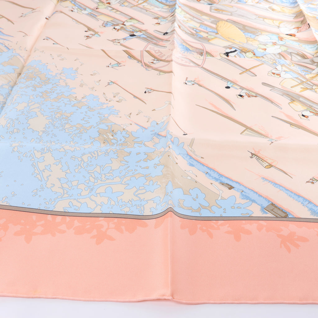 Pañuelo Hermès Carré 90 "Puzzle" 100 % seda en azul