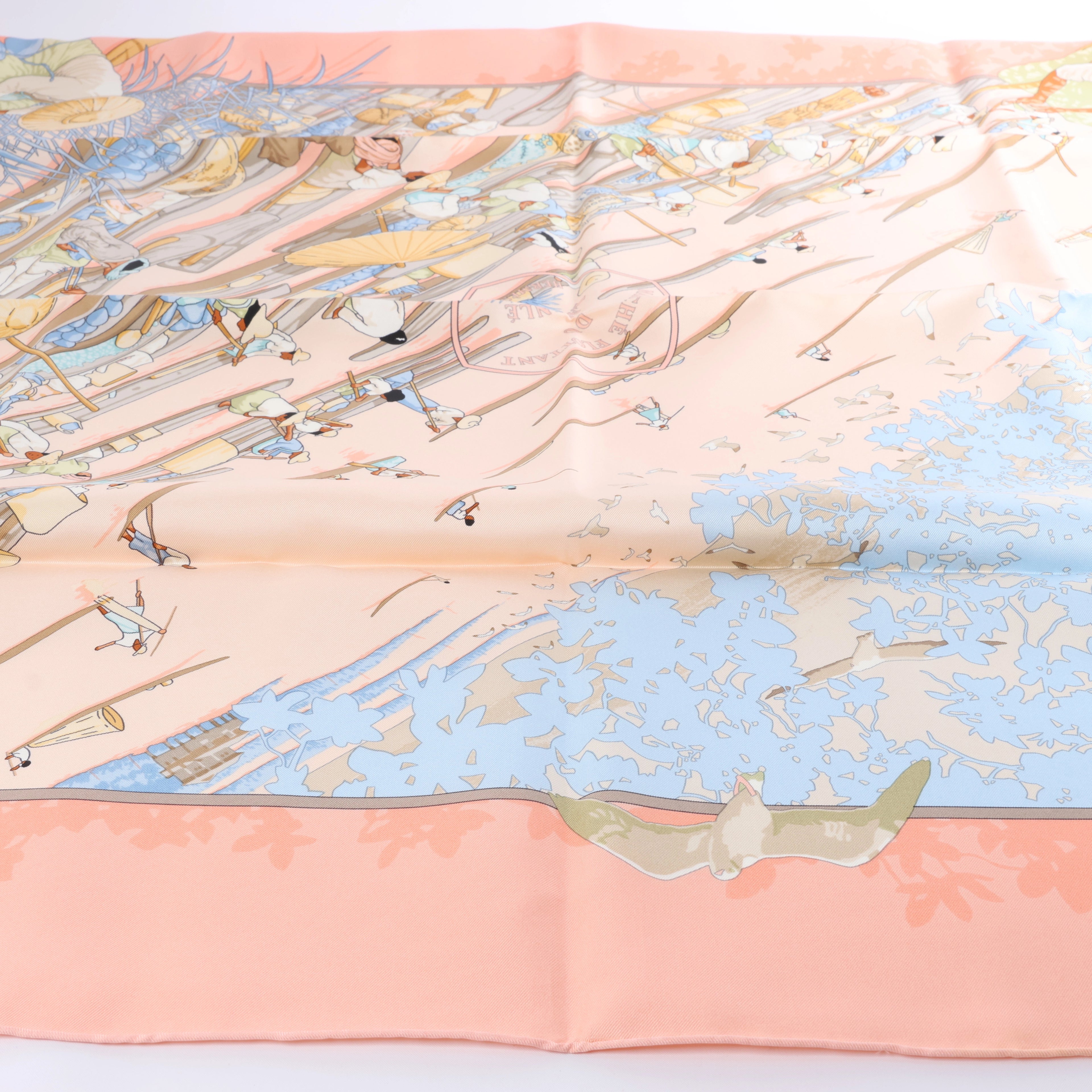 Pañuelo Hermès Carré 90 "Puzzle" 100 % seda en azul