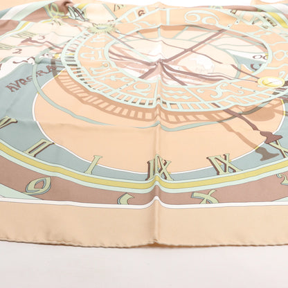 Hermès Carré 90 "MECANIQUE DU TEMPS" Silk handkerchief in Beige