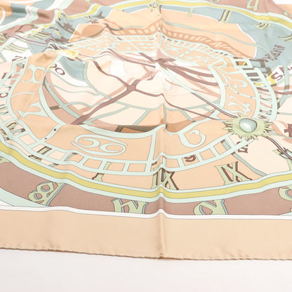 Hermès Carré 90 "MECANIQUE DU TEMPS" Silk handkerchief in Beige