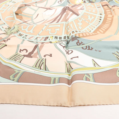 Hermès Carré 90 "MECANIQUE DU TEMPS" Silk handkerchief in Beige
