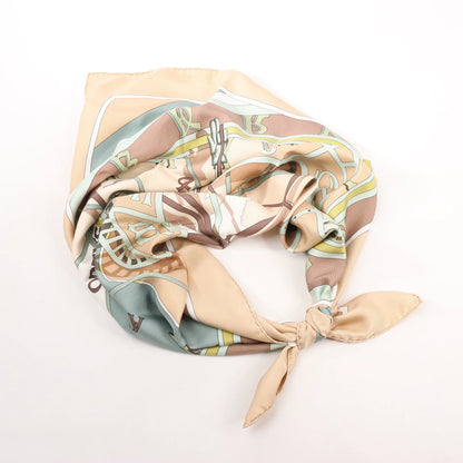 Hermès Carré 90 "MECANIQUE DU TEMPS" Silk handkerchief in Beige