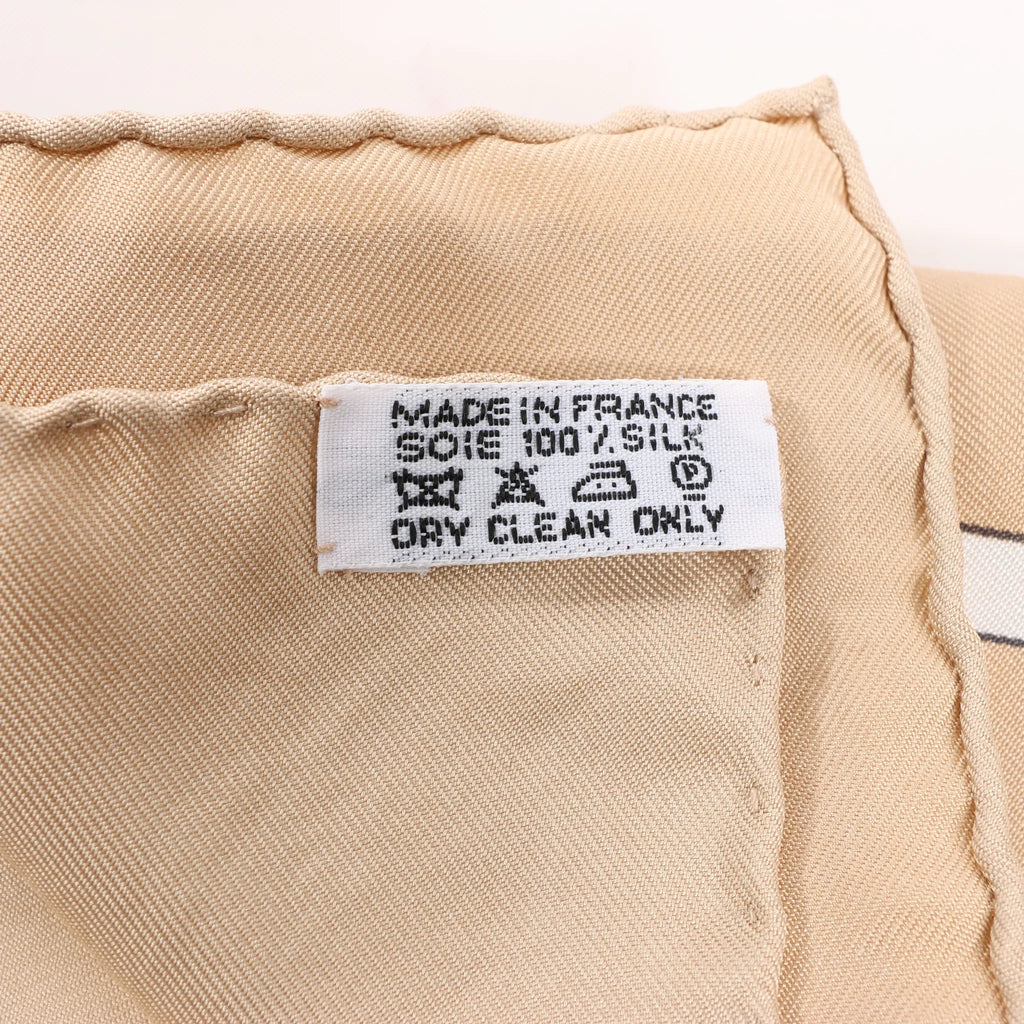 Hermès Carré 90 "MECANIQUE DU TEMPS" Silk handkerchief in Beige