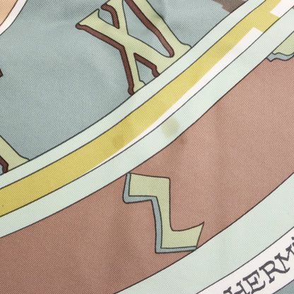 Hermès Carré 90 "MECANIQUE DU TEMPS" Silk handkerchief in Beige