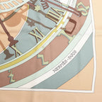 Hermès Carré 90 "MECANIQUE DU TEMPS" Silk handkerchief in Beige