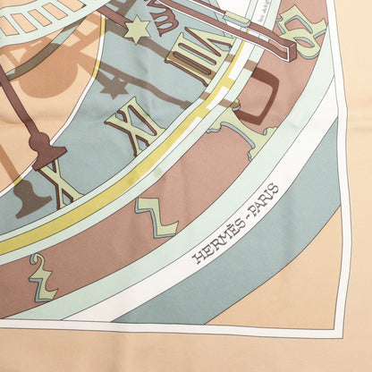 Hermès Carré 90 "MECANIQUE DU TEMPS" Silk handkerchief in Beige