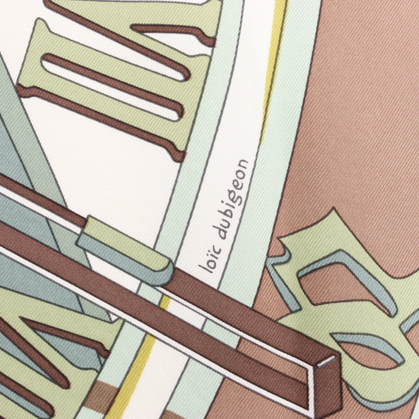 Hermès Carré 90 "MECANIQUE DU TEMPS" Silk handkerchief in Beige