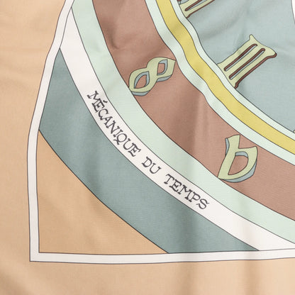 Hermès Carré 90 "MECANIQUE DU TEMPS" Silk handkerchief in Beige