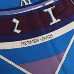 Pañuelo Hermès Carré 90 "Puzzle" 100 % seda en azul
