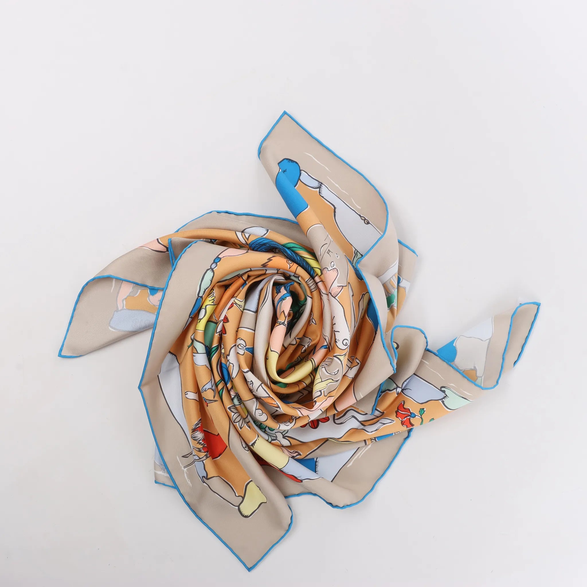 Hermès Carré 90 "MILLE ET UN LAPINS" Silk handkerchief in Beige