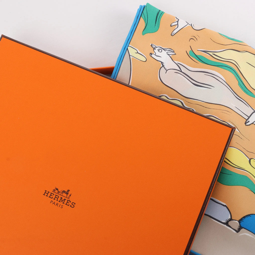 Hermès Carré 90 "MILLE ET UN LAPINS" Silk handkerchief in Beige