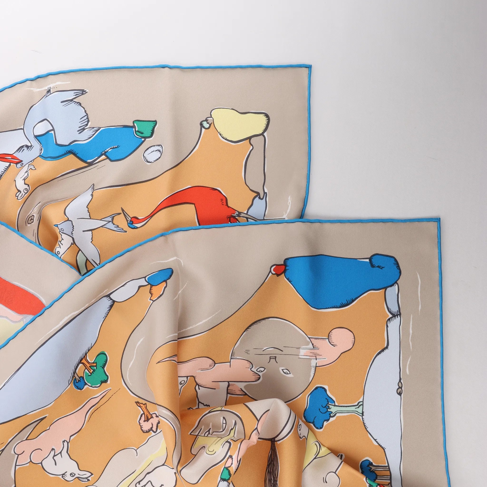 Hermès Carré 90 "MILLE ET UN LAPINS" Silk handkerchief in Beige