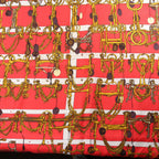 Hermès Carré 90 "MORS&FILETS" Silk handkerchief in Red x Navy Blue