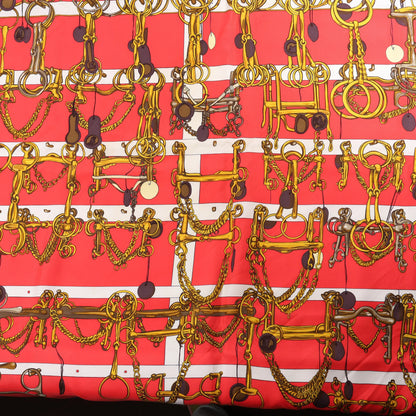 Hermès Carré 90 "MORS&FILETS" Silk handkerchief in Red x Navy Blue