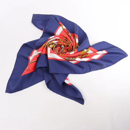 Hermès Carré 90 "MORS&FILETS" Silk handkerchief in Red x Navy Blue
