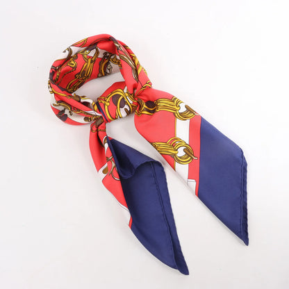 Hermès Carré 90 "MORS&FILETS" Silk handkerchief in Red x Navy Blue