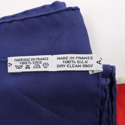 Hermès Carré 90 "MORS&FILETS" Silk handkerchief in Red x Navy Blue