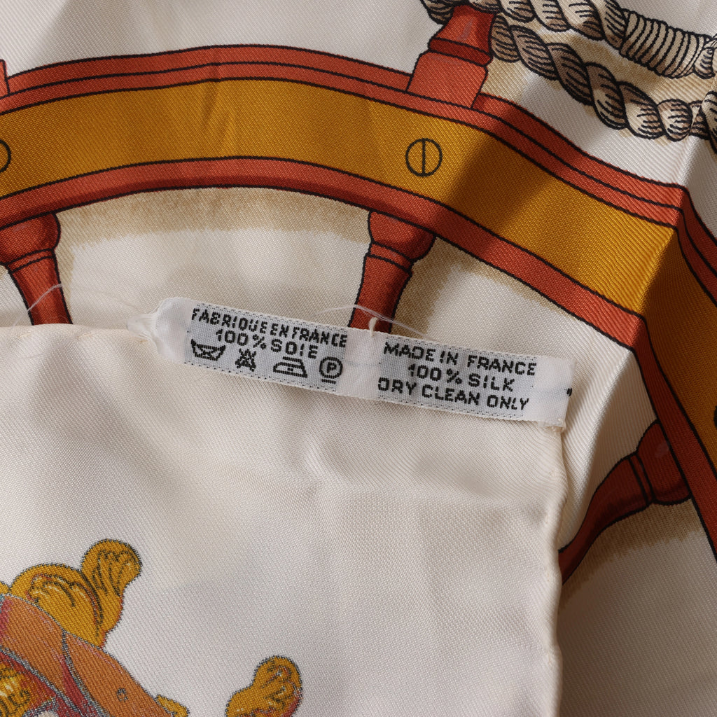 Hermès Carré 90 "MUSEE" Silk handkerchief in Beige