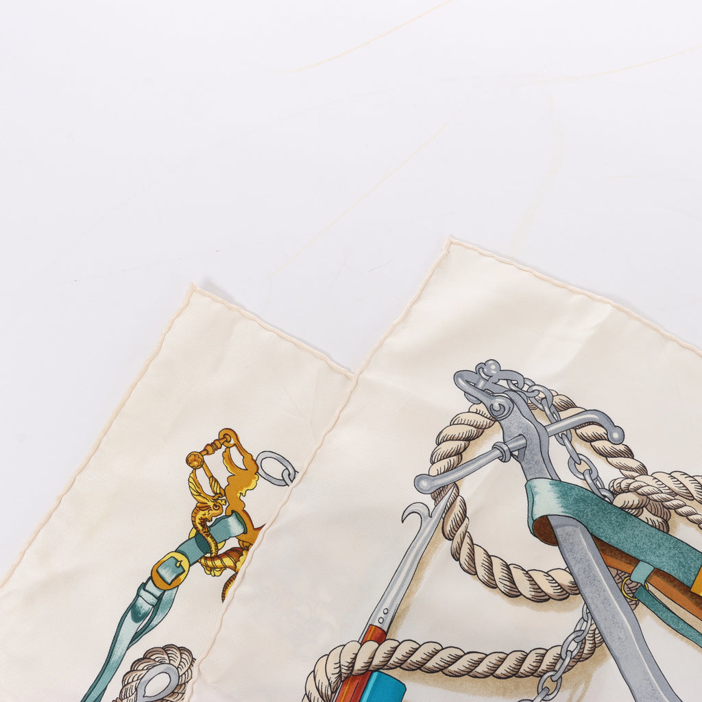 Hermès Carré 90 "MUSEE" Silk handkerchief in Beige