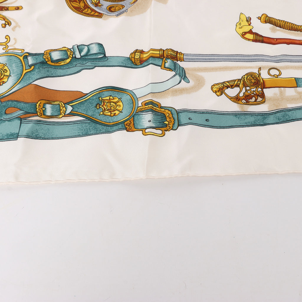 Hermès Carré 90 "MUSEE" Silk handkerchief in Beige