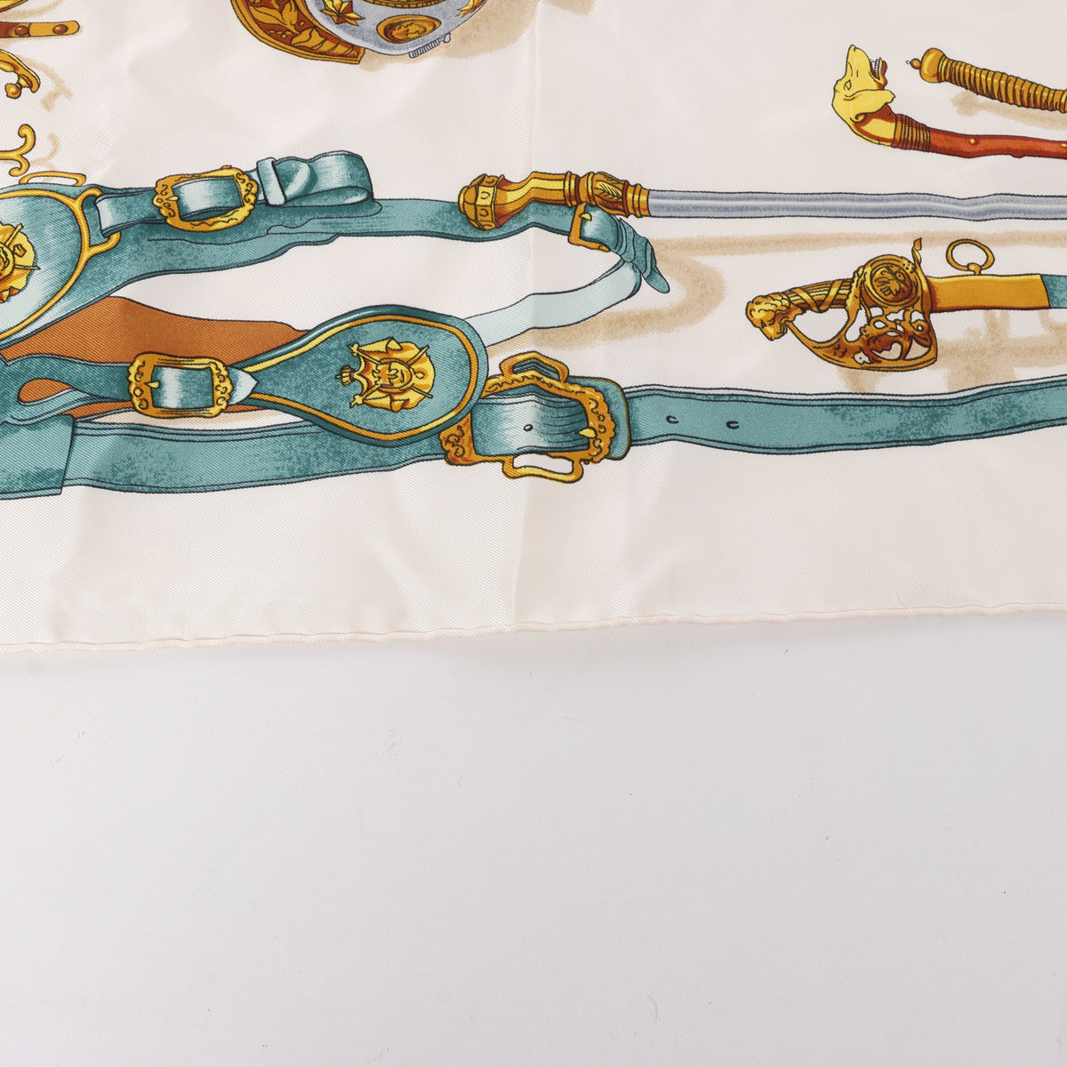 Hermès Carré 90 "MUSEE" Silk handkerchief in Beige