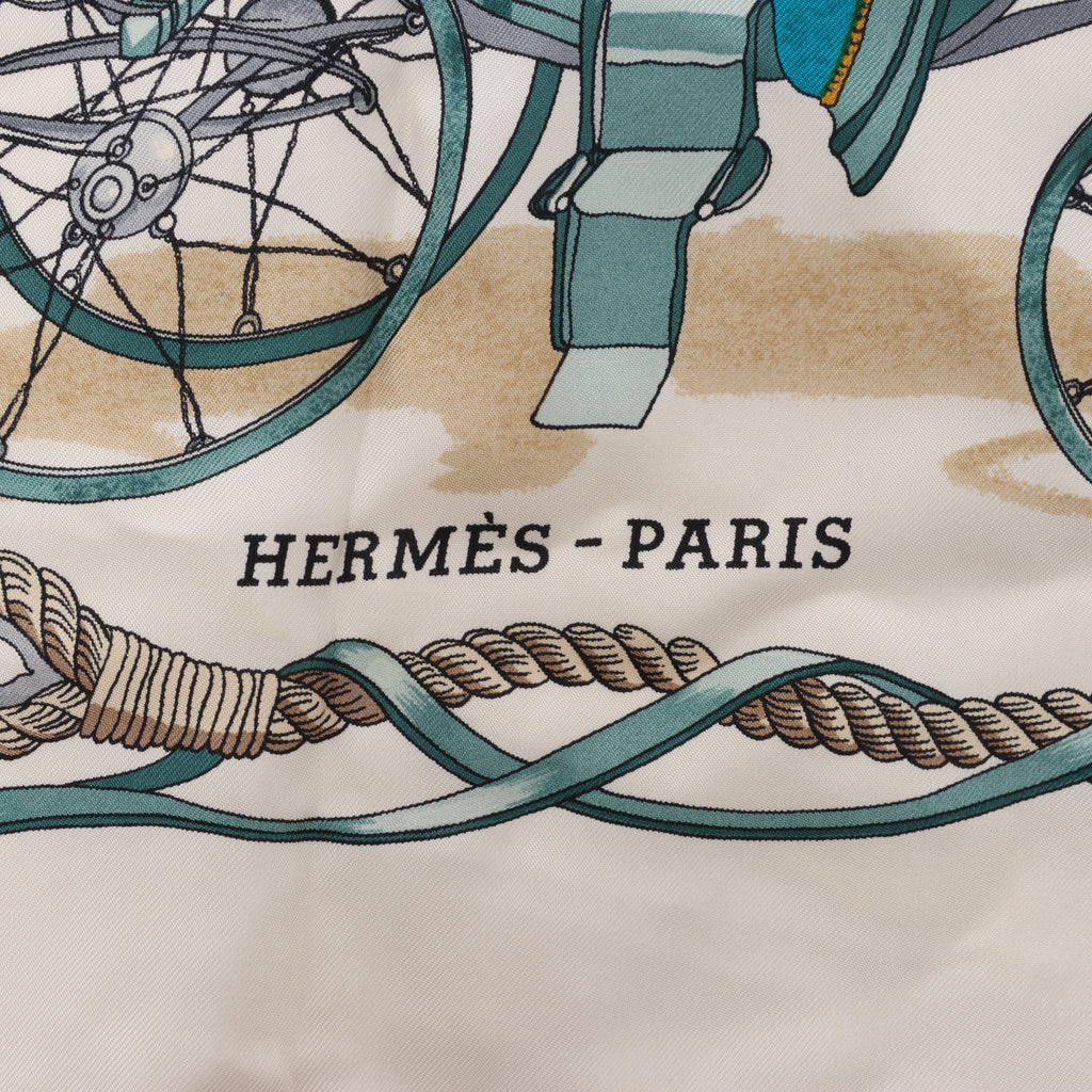 Hermès Carré 90 "MUSEE" Silk handkerchief in Beige
