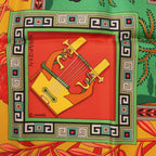 Hermès Carré 90 "MUSIQUE DES DIEUX" Silk handkerchief in Orange x Green