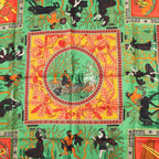 Hermès Carré 90 "MUSIQUE DES DIEUX" Silk handkerchief in Orange x Green
