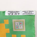 Hermès Carré 90 "MUSIQUE DES DIEUX" Silk handkerchief in Orange x Green
