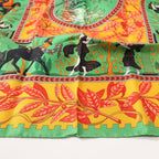 Hermès Carré 90 "MUSIQUE DES DIEUX" Silk handkerchief in Orange x Green