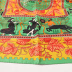 Hermès Carré 90 "MUSIQUE DES DIEUX" Silk handkerchief in Orange x Green