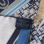 Pañuelo Hermès Carré 90 "Puzzle" 100 % seda en azul