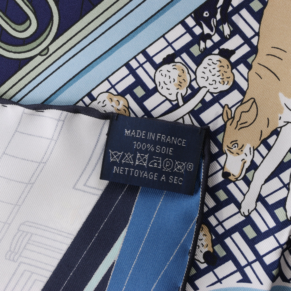 Pañuelo Hermès Carré 90 "Puzzle" 100 % seda en azul