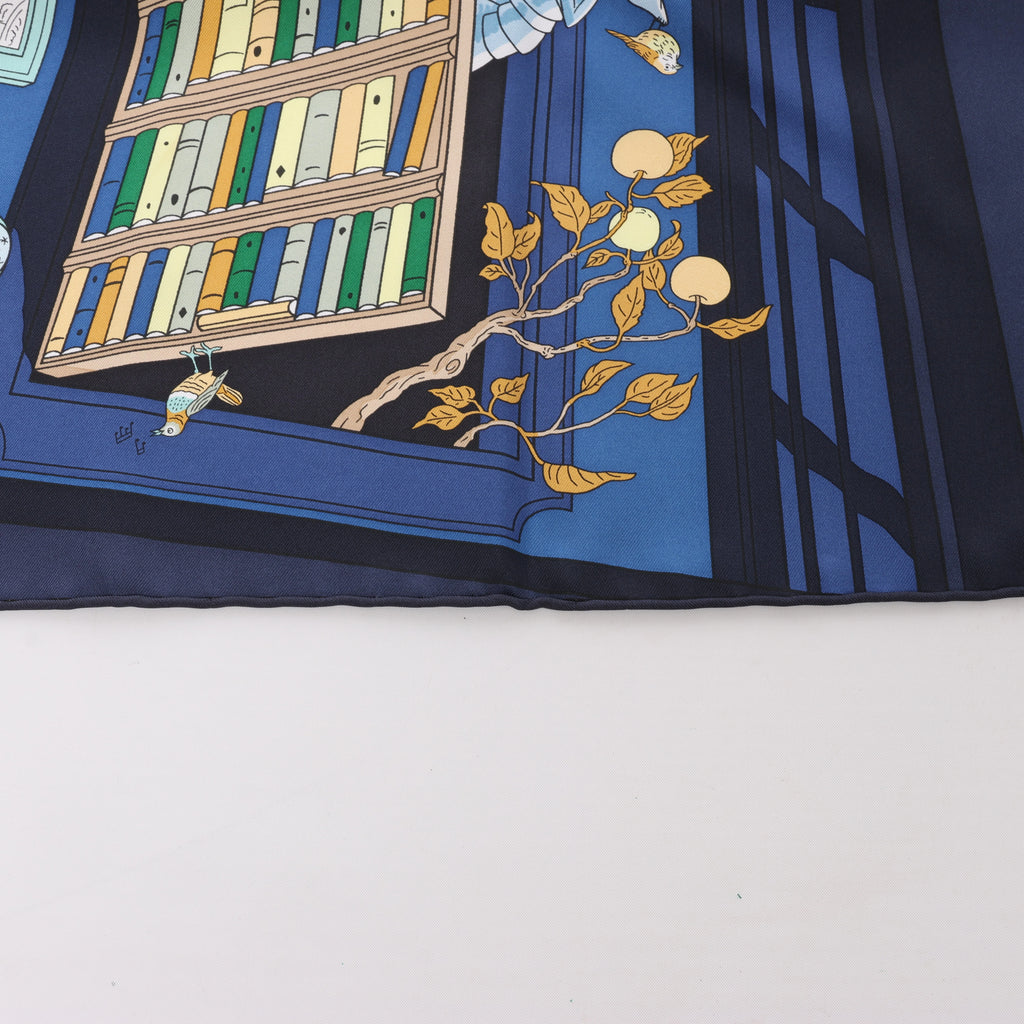Pañuelo Hermès Carré 90 "Puzzle" 100 % seda en azul