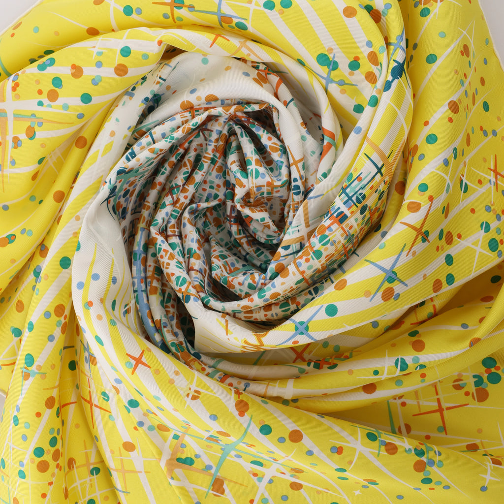 Hermès Carré 90 "Magic Kelly" Scarf Silk in Yellow