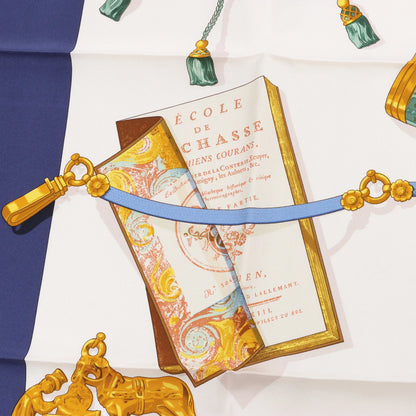 Hermès Carré 90 "Memoire d'Hermes" Silk handkerchief in Navy Blue