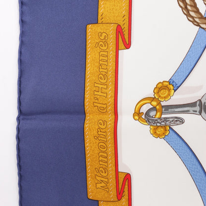 Hermès Carré 90 "Memoire d'Hermes" Silk handkerchief in Navy Blue