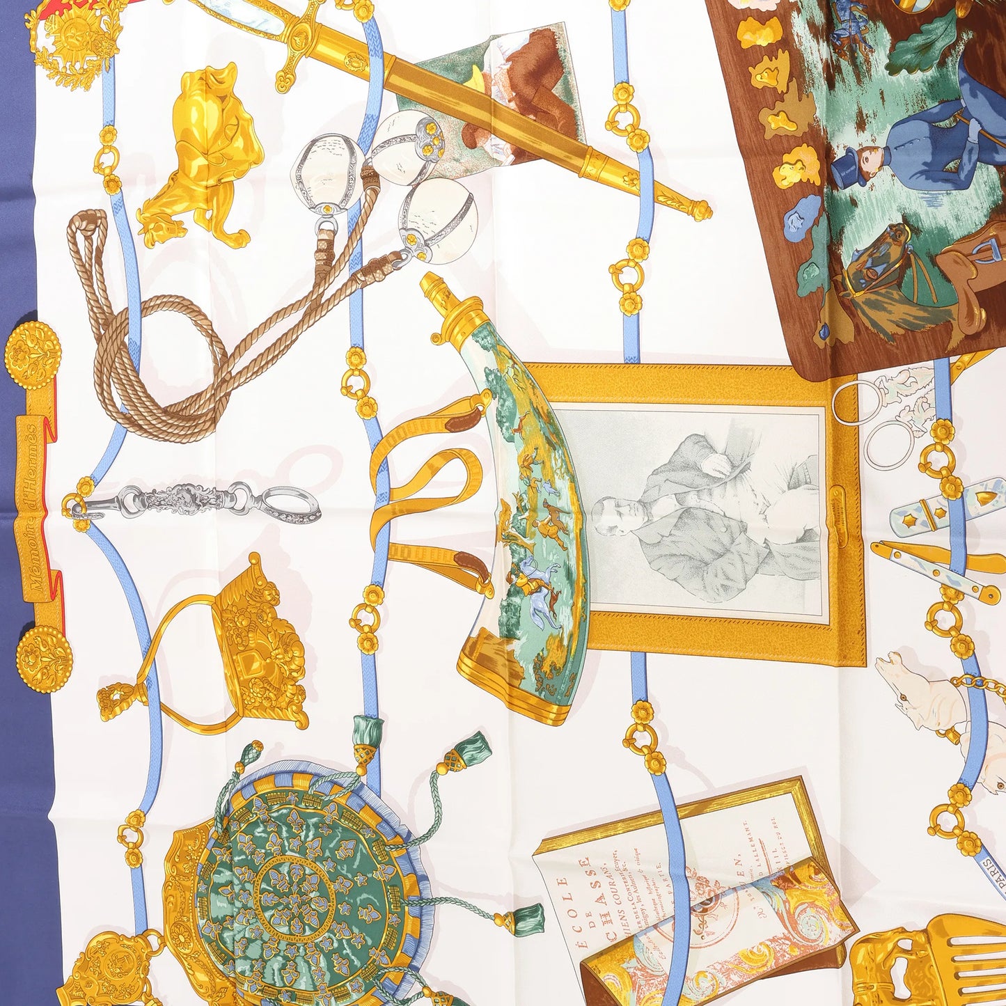 Hermès Carré 90 "Memoire d'Hermes" Silk handkerchief in Navy Blue