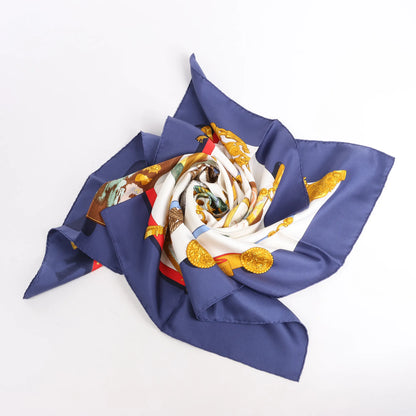 Hermès Carré 90 "Memoire d'Hermes" Silk handkerchief in Navy Blue