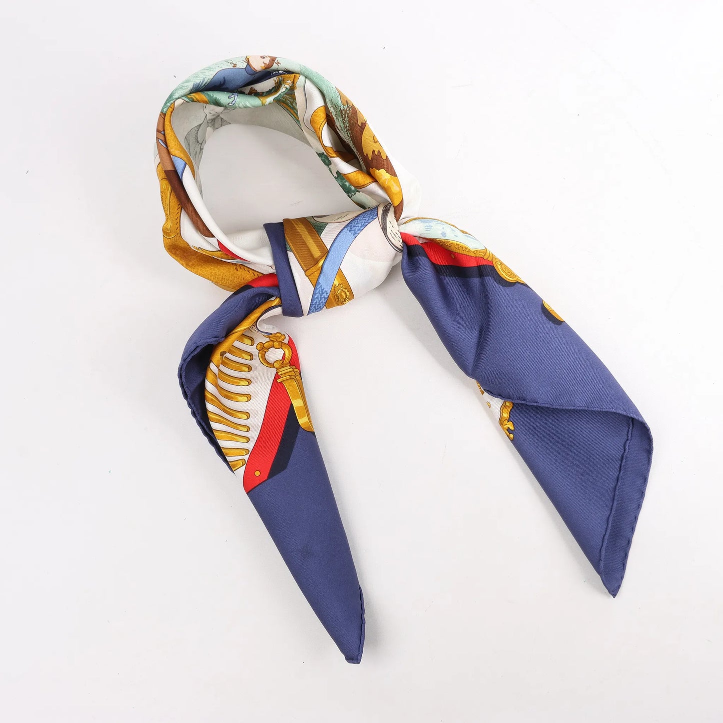 Hermès Carré 90 "Memoire d'Hermes" Silk handkerchief in Navy Blue