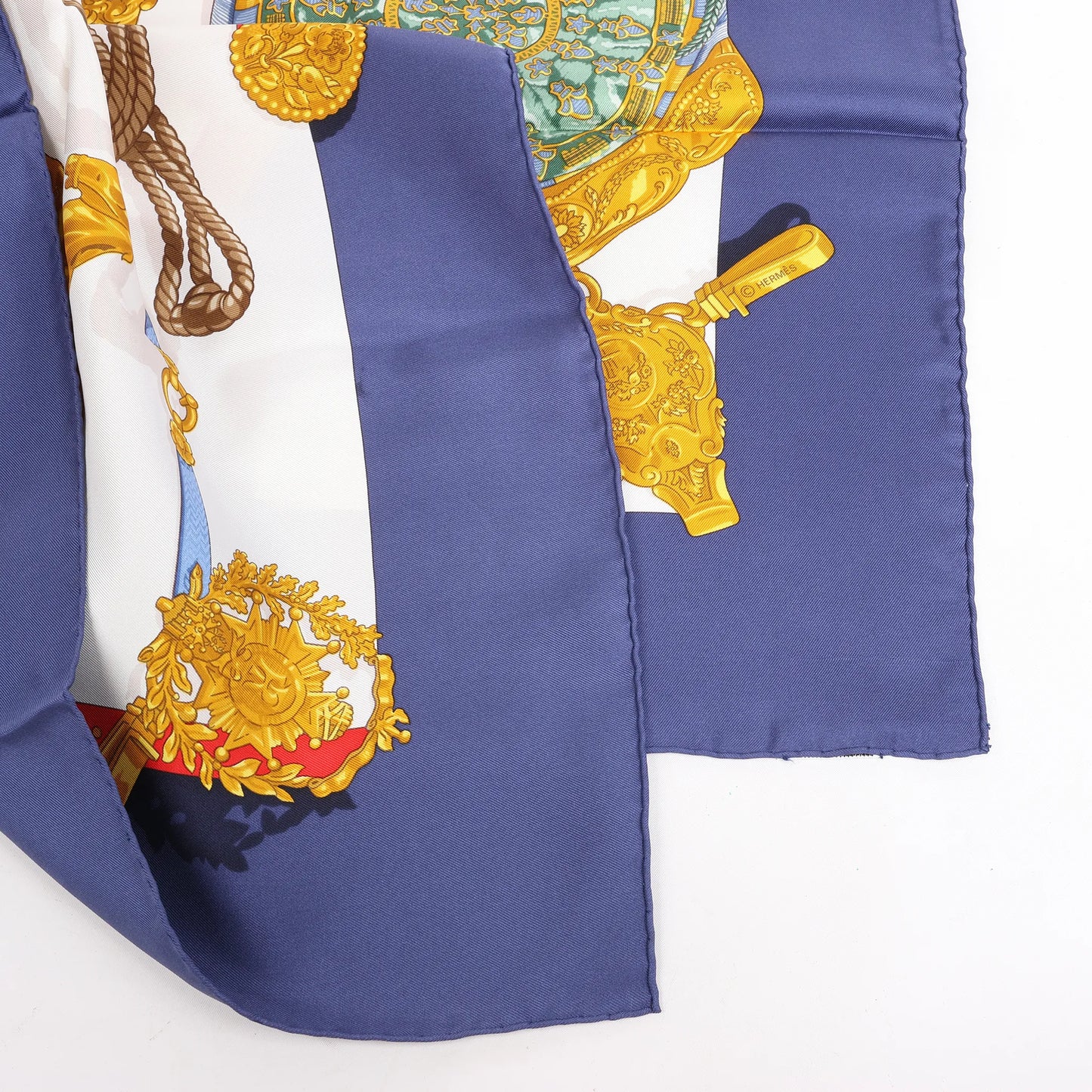 Hermès Carré 90 "Memoire d'Hermes" Silk handkerchief in Navy Blue