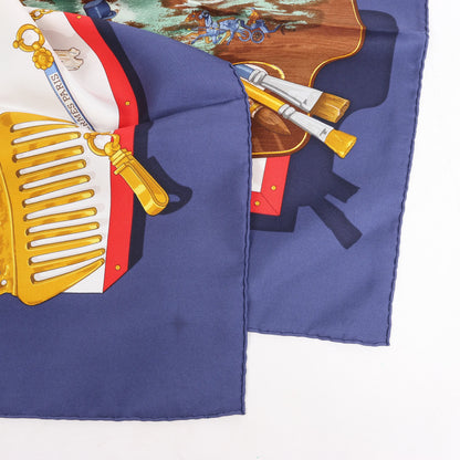Hermès Carré 90 "Memoire d'Hermes" Silk handkerchief in Navy Blue