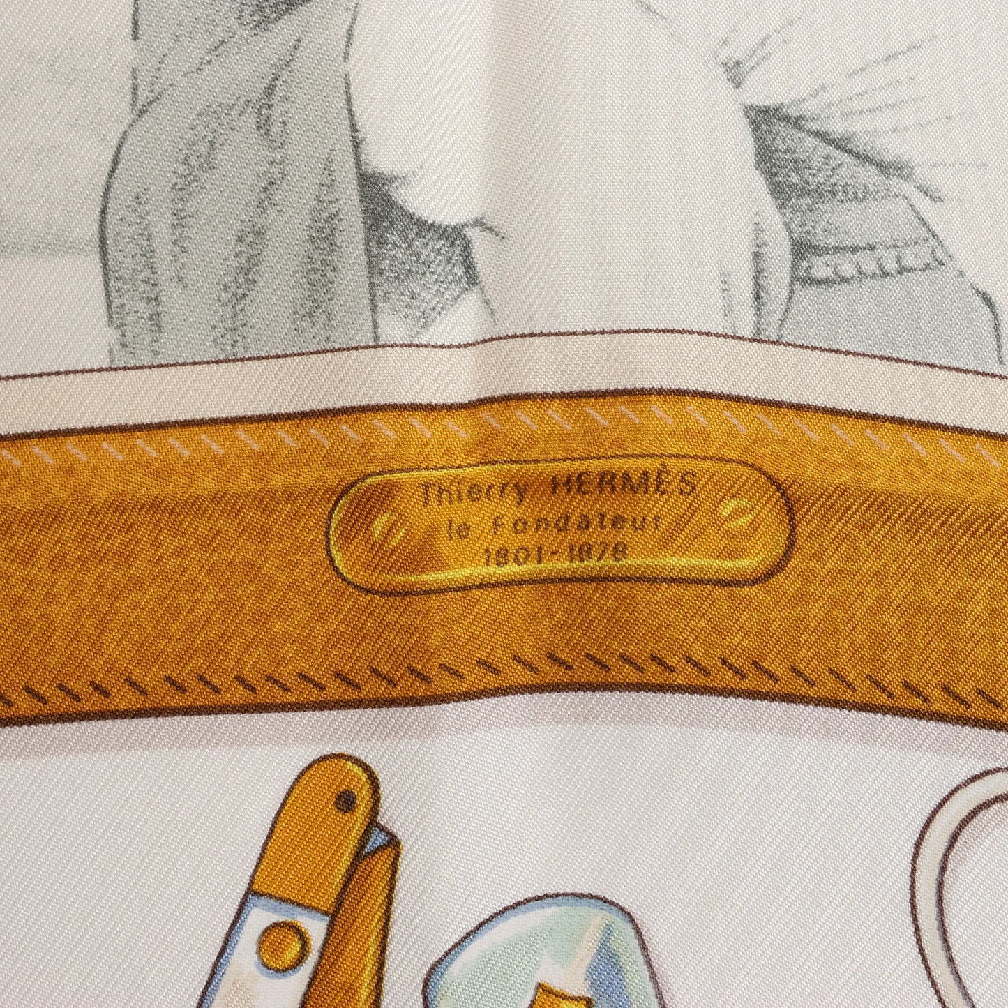 Hermès Carré 90 "Memoire d'Hermes" Silk handkerchief in Navy Blue