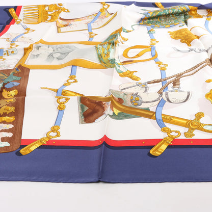 Hermès Carré 90 "Memoire d'Hermes" Silk handkerchief in Navy Blue