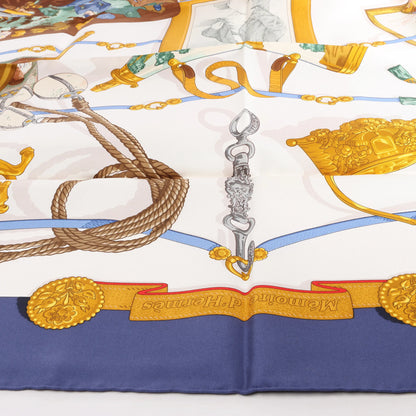Hermès Carré 90 "Memoire d'Hermes" Silk handkerchief in Navy Blue